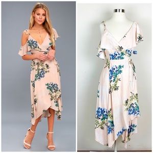 ASTR Womens New Floral Print Wrap Dress cottage